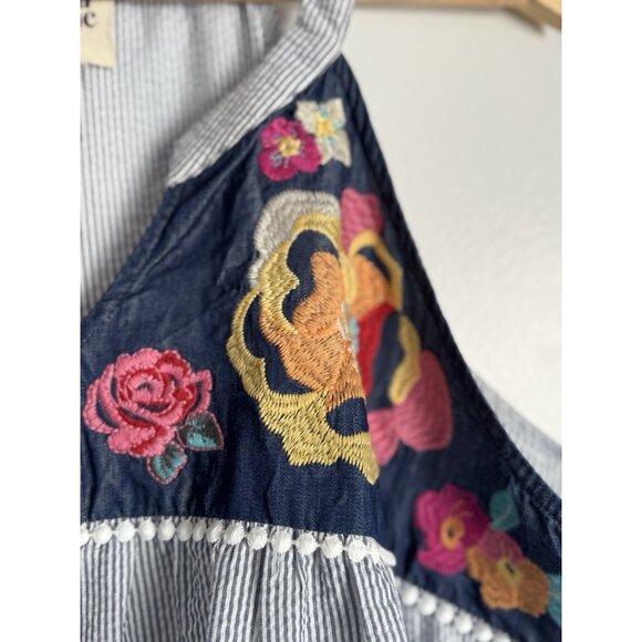 Savanna Jane Women’s 3X Embroidered Sleeveless Top Seersucker Boho Coastal - Picture 4 of 9